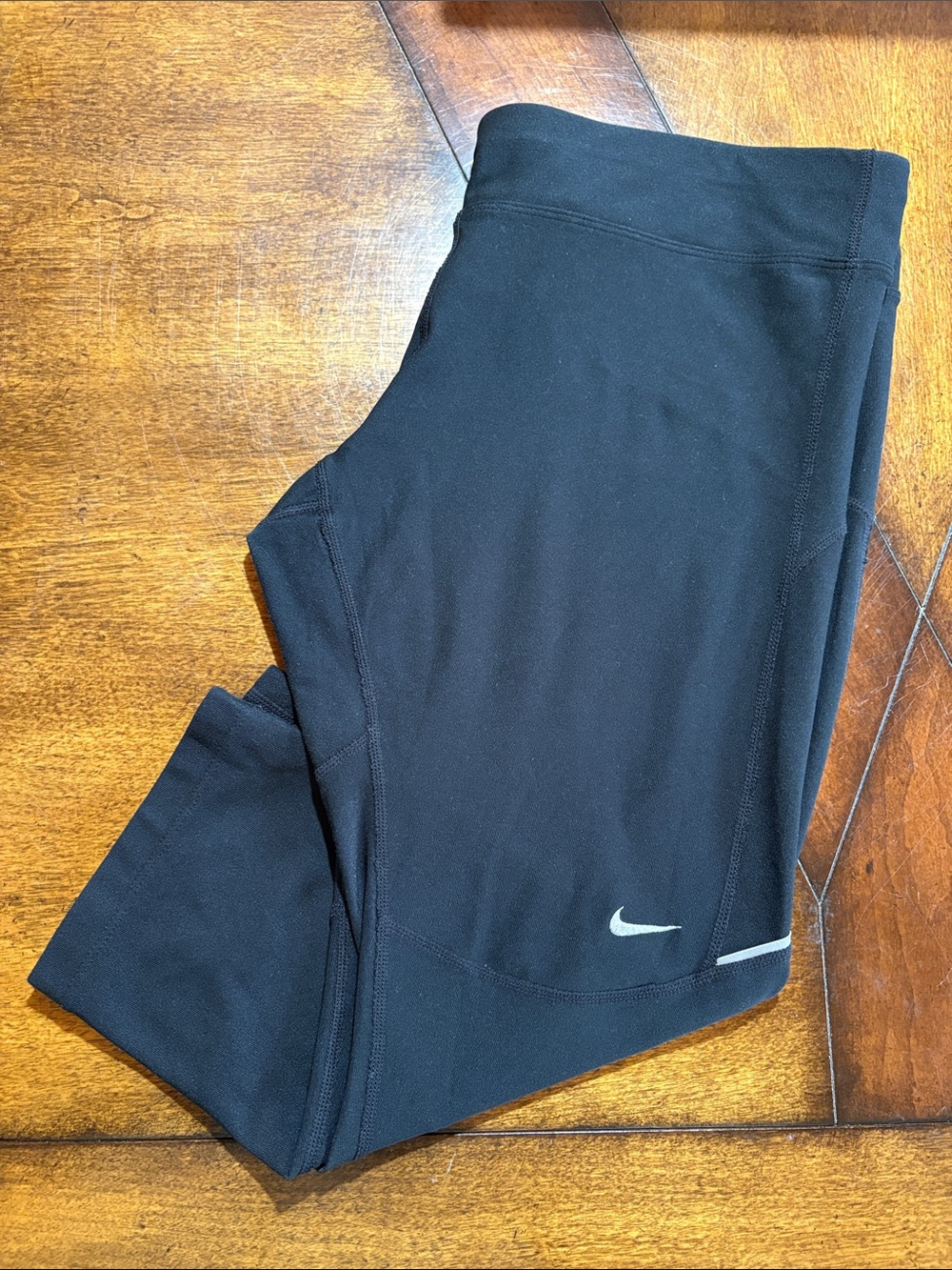 Nike Dri-Fit Black Women’s Athletic Running Leggings Reflective Swoosh Size XL